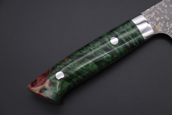 Takeshi Saji Gyuto Takeshi Saji SUMMIT ― Limited Edition Custom Series SMT-1094 VG-10W Multi-Colored Golden-Rainbow Damascus Gyuto 210mm (8.2 Inch)