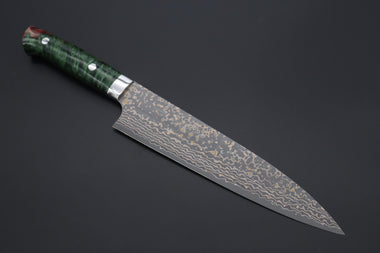 Takeshi Saji Gyuto Takeshi Saji SUMMIT ― Limited Edition Custom Series SMT-1094 VG-10W Multi-Colored Golden-Rainbow Damascus Gyuto 210mm (8.2 Inch)