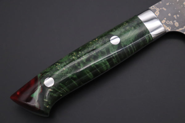 Takeshi Saji Gyuto Takeshi Saji SUMMIT ― Limited Edition Custom Series SMT-1095 VG-10W Multi-Colored Golden-Rainbow Damascus Gyuto 210mm (8.2 Inch)