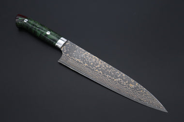 Takeshi Saji Gyuto Takeshi Saji SUMMIT ― Limited Edition Custom Series SMT-1095 VG-10W Multi-Colored Golden-Rainbow Damascus Gyuto 210mm (8.2 Inch)