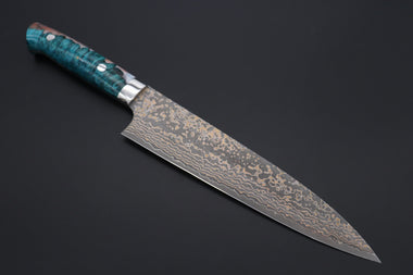 Takeshi Saji Gyuto Takeshi Saji SUMMIT ― Limited Edition Custom Series SMT-1096 VG-10W Multi-Colored Golden-Rainbow Damascus Gyuto 210mm (8.2 Inch)