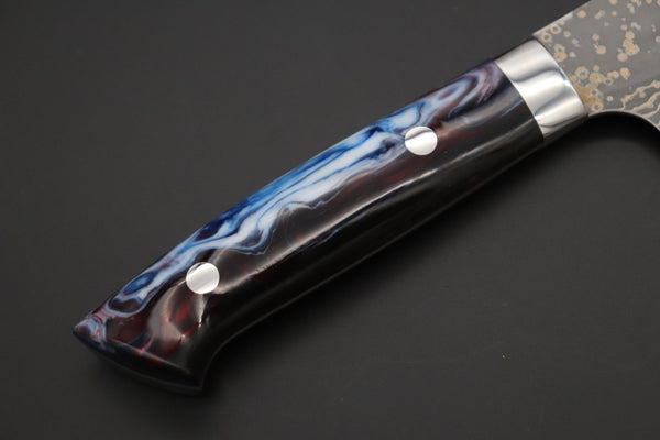 Takeshi Saji Gyuto Takeshi Saji SUMMIT ― Limited Edition Custom Series SMT-1097 VG-10W Multi-Colored Golden-Rainbow Damascus Gyuto 210mm (8.2 Inch)