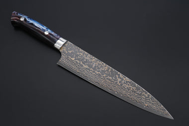 Takeshi Saji Gyuto Takeshi Saji SUMMIT ― Limited Edition Custom Series SMT-1097 VG-10W Multi-Colored Golden-Rainbow Damascus Gyuto 210mm (8.2 Inch)
