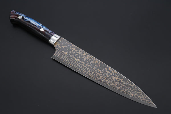 Takeshi Saji Gyuto Takeshi Saji SUMMIT ― Limited Edition Custom Series SMT-1097 VG-10W Multi-Colored Golden-Rainbow Damascus Gyuto 210mm (8.2 Inch)