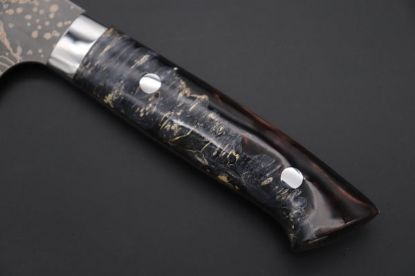 Takeshi Saji Gyuto Takeshi Saji SUMMIT ― Limited Edition Custom Series SMT-1098 VG-10W Multi-Colored Golden-Rainbow Damascus Gyuto 210mm (8.2 Inch)