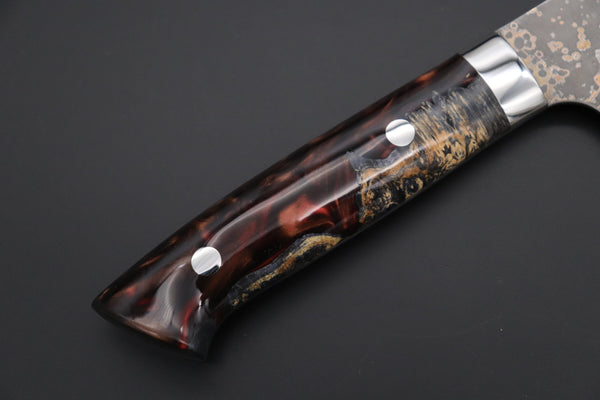 Takeshi Saji Gyuto Takeshi Saji SUMMIT ― Limited Edition Custom Series SMT-1098 VG-10W Multi-Colored Golden-Rainbow Damascus Gyuto 210mm (8.2 Inch)