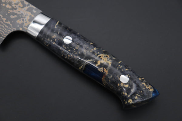 Takeshi Saji Gyuto Takeshi Saji SUMMIT ― Limited Edition Custom Series SMT-1099 VG-10W Multi-Colored Golden-Rainbow Damascus Gyuto 210mm (8.2 Inch)