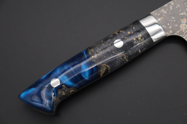 Takeshi Saji Gyuto Takeshi Saji SUMMIT ― Limited Edition Custom Series SMT-1099 VG-10W Multi-Colored Golden-Rainbow Damascus Gyuto 210mm (8.2 Inch)