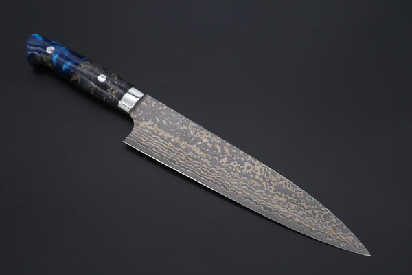 Takeshi Saji Gyuto Takeshi Saji SUMMIT ― Limited Edition Custom Series SMT-1099 VG-10W Multi-Colored Golden-Rainbow Damascus Gyuto 210mm (8.2 Inch)