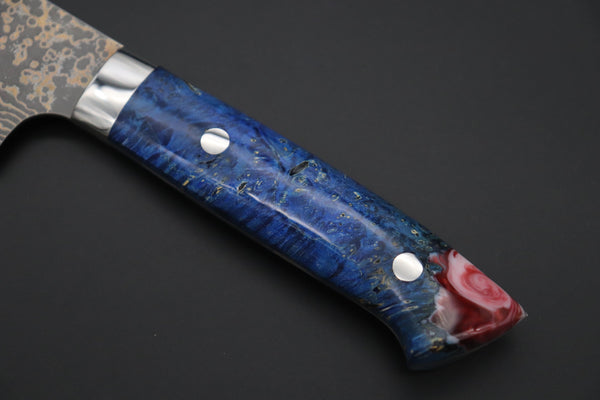 Takeshi Saji Gyuto Takeshi Saji SUMMIT ― Limited Edition Custom Series SMT-1100 VG-10W Multi-Colored Golden-Rainbow Damascus Gyuto 210mm (8.2 Inch)