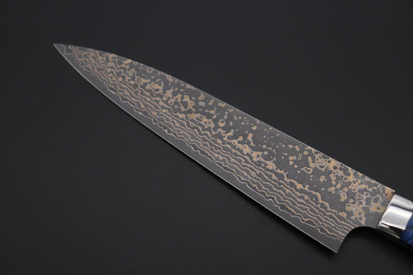 Takeshi Saji Gyuto Takeshi Saji SUMMIT ― Limited Edition Custom Series SMT-1100 VG-10W Multi-Colored Golden-Rainbow Damascus Gyuto 210mm (8.2 Inch)