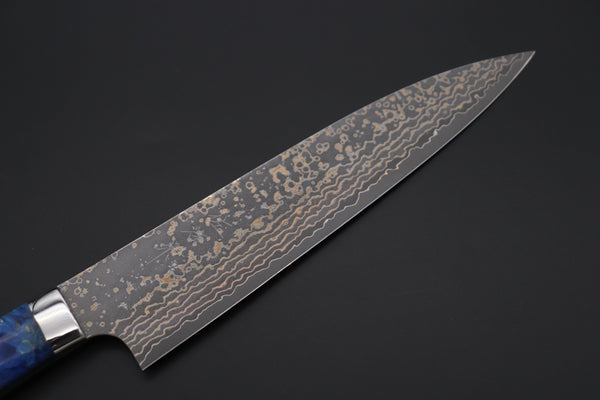 Takeshi Saji Gyuto Takeshi Saji SUMMIT ― Limited Edition Custom Series SMT-1100 VG-10W Multi-Colored Golden-Rainbow Damascus Gyuto 210mm (8.2 Inch)