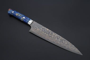 Takeshi Saji Gyuto Takeshi Saji SUMMIT ― Limited Edition Custom Series SMT-1100 VG-10W Multi-Colored Golden-Rainbow Damascus Gyuto 210mm (8.2 Inch)
