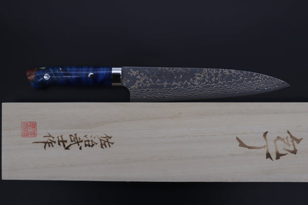 Takeshi Saji Gyuto Takeshi Saji SUMMIT ― Limited Edition Custom Series SMT-1101 VG-10W Multi-Colored Golden-Rainbow Damascus Gyuto 210mm (8.2 Inch)