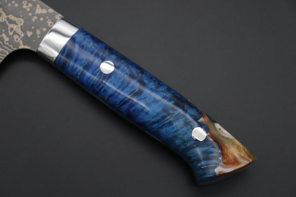 Takeshi Saji Gyuto Takeshi Saji SUMMIT ― Limited Edition Custom Series SMT-1101 VG-10W Multi-Colored Golden-Rainbow Damascus Gyuto 210mm (8.2 Inch)