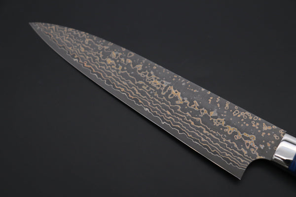 Takeshi Saji Gyuto Takeshi Saji SUMMIT ― Limited Edition Custom Series SMT-1101 VG-10W Multi-Colored Golden-Rainbow Damascus Gyuto 210mm (8.2 Inch)