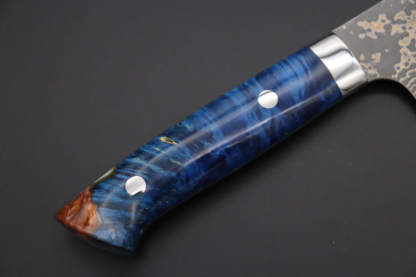 Takeshi Saji Gyuto Takeshi Saji SUMMIT ― Limited Edition Custom Series SMT-1101 VG-10W Multi-Colored Golden-Rainbow Damascus Gyuto 210mm (8.2 Inch)