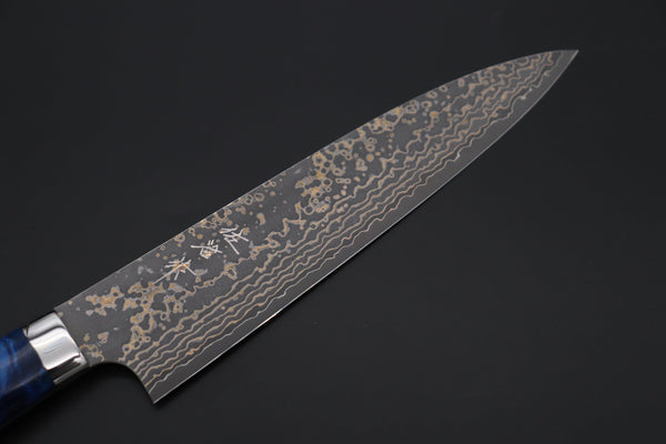 Takeshi Saji Gyuto Takeshi Saji SUMMIT ― Limited Edition Custom Series SMT-1101 VG-10W Multi-Colored Golden-Rainbow Damascus Gyuto 210mm (8.2 Inch)