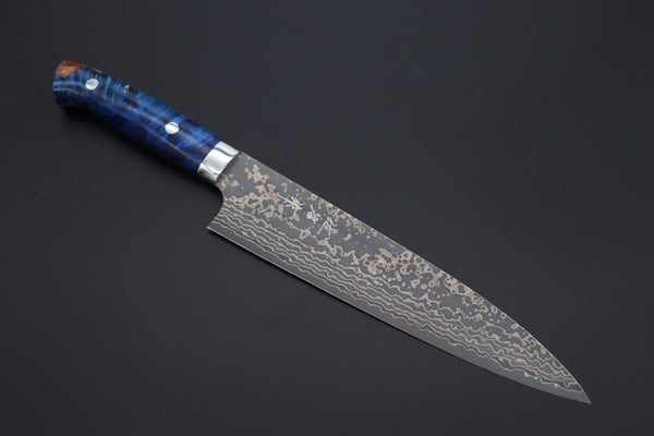 Takeshi Saji Gyuto Takeshi Saji SUMMIT ― Limited Edition Custom Series SMT-1101 VG-10W Multi-Colored Golden-Rainbow Damascus Gyuto 210mm (8.2 Inch)