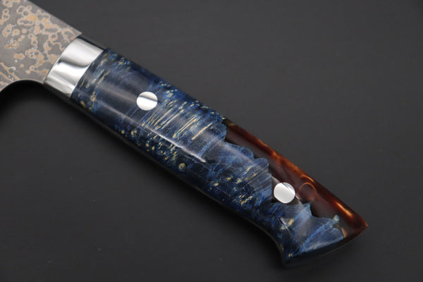 Takeshi Saji Gyuto Takeshi Saji SUMMIT ― Limited Edition Custom Series SMT-1102 VG-10W Multi-Colored Golden-Rainbow Damascus Gyuto 210mm (8.2 Inch)