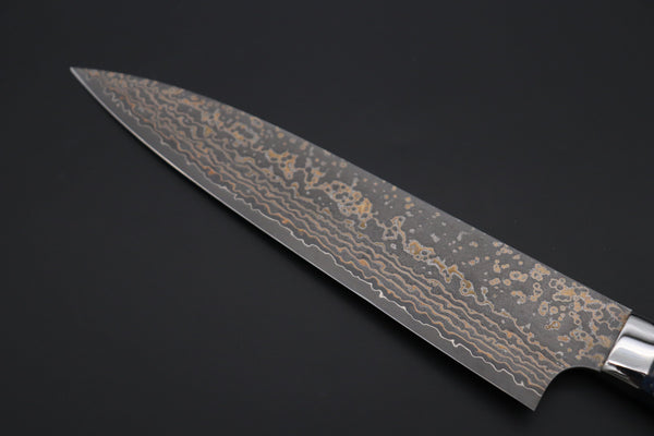 Takeshi Saji Gyuto Takeshi Saji SUMMIT ― Limited Edition Custom Series SMT-1102 VG-10W Multi-Colored Golden-Rainbow Damascus Gyuto 210mm (8.2 Inch)