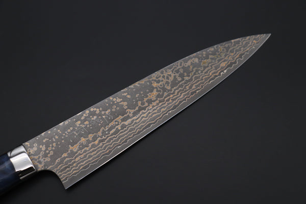 Takeshi Saji Gyuto Takeshi Saji SUMMIT ― Limited Edition Custom Series SMT-1102 VG-10W Multi-Colored Golden-Rainbow Damascus Gyuto 210mm (8.2 Inch)