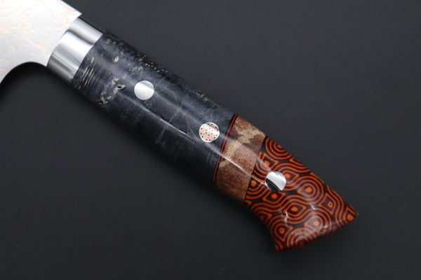 Takeshi Saji SUMMIT ― Limited Edition Custom Series SMT-1127 VG-10W磨 Multi-Colored Golden-Rainbow Damascus Gyuto 210mm (8.2 Inch) - JapaneseChefsKnife.Com