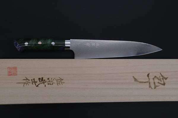 Takeshi Saji Gyuto Takeshi Saji SUMMIT ― Limited Edition Custom Series SMT-1128 VG-10W磨 Multi-Colored Golden-Rainbow Damascus Gyuto 210mm (8.2 Inch)