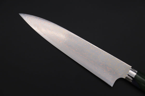 Takeshi Saji Gyuto Takeshi Saji SUMMIT ― Limited Edition Custom Series SMT-1128 VG-10W磨 Multi-Colored Golden-Rainbow Damascus Gyuto 210mm (8.2 Inch)