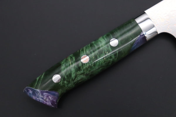 Takeshi Saji Gyuto Takeshi Saji SUMMIT ― Limited Edition Custom Series SMT-1128 VG-10W磨 Multi-Colored Golden-Rainbow Damascus Gyuto 210mm (8.2 Inch)
