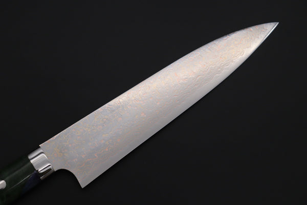Takeshi Saji Gyuto Takeshi Saji SUMMIT ― Limited Edition Custom Series SMT-1128 VG-10W磨 Multi-Colored Golden-Rainbow Damascus Gyuto 210mm (8.2 Inch)