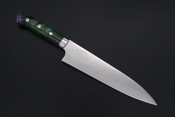 Takeshi Saji Gyuto Takeshi Saji SUMMIT ― Limited Edition Custom Series SMT-1128 VG-10W磨 Multi-Colored Golden-Rainbow Damascus Gyuto 210mm (8.2 Inch)