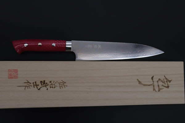 Takeshi Saji Gyuto Takeshi Saji SUMMIT ― Limited Edition Custom Series SMT-1131 VG-10W磨 Multi-Colored Golden-Rainbow Damascus Gyuto 210mm (8.2 Inch)