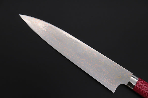 Takeshi Saji Gyuto Takeshi Saji SUMMIT ― Limited Edition Custom Series SMT-1131 VG-10W磨 Multi-Colored Golden-Rainbow Damascus Gyuto 210mm (8.2 Inch)