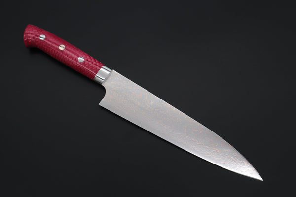 Takeshi Saji Gyuto Takeshi Saji SUMMIT ― Limited Edition Custom Series SMT-1131 VG-10W磨 Multi-Colored Golden-Rainbow Damascus Gyuto 210mm (8.2 Inch)