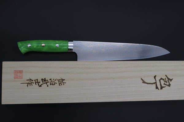 Takeshi Saji Gyuto Takeshi Saji SUMMIT ― Limited Edition Custom Series SMT-1132 VG-10W磨 Multi-Colored Golden-Rainbow Damasto 240mm (9.4 Inch)