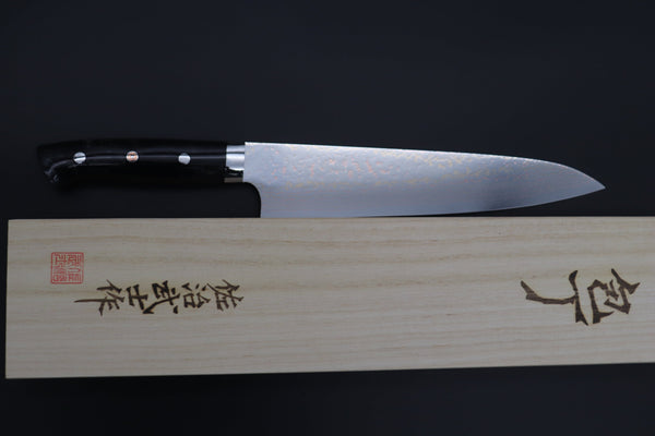 Takeshi Saji Gyuto Takeshi Saji SUMMIT ― Limited Edition Custom Series SMT-1133 VG-10W磨 Multi-Colored Golden-Rainbow Damasto 240mm (9.4 Inch)