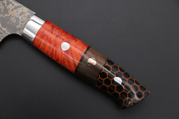 Takeshi Saji Gyuto Takeshi Saji SUMMIT ― Limited Edition Custom Series SMT-1155 VG-10W Multi-Colored Golden-Rainbow Damascus Gyuto 180mm (7 Inch)