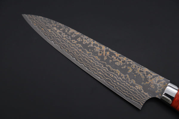 Takeshi Saji Gyuto Takeshi Saji SUMMIT ― Limited Edition Custom Series SMT-1155 VG-10W Multi-Colored Golden-Rainbow Damascus Gyuto 180mm (7 Inch)