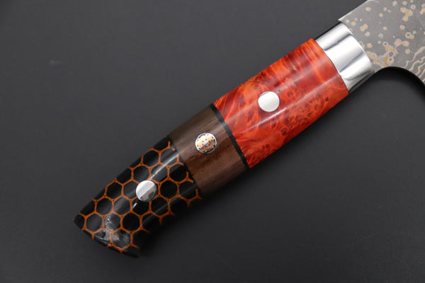 Takeshi Saji Gyuto Takeshi Saji SUMMIT ― Limited Edition Custom Series SMT-1155 VG-10W Multi-Colored Golden-Rainbow Damascus Gyuto 180mm (7 Inch)