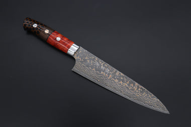 Takeshi Saji Gyuto Takeshi Saji SUMMIT ― Limited Edition Custom Series SMT-1155 VG-10W Multi-Colored Golden-Rainbow Damascus Gyuto 180mm (7 Inch)