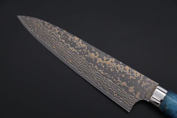 Takeshi Saji Gyuto Takeshi Saji SUMMIT ― Limited Edition Custom Series SMT-1156 VG-10W Multi-Colored Golden-Rainbow Damascus Gyuto 180mm (7 Inch)
