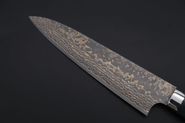 Takeshi Saji Gyuto Takeshi Saji SUMMIT ― Limited Edition Custom Series SMT-1157 VG-10W Multi-Colored Golden-Rainbow Damascus Gyuto 180mm (7 Inch)