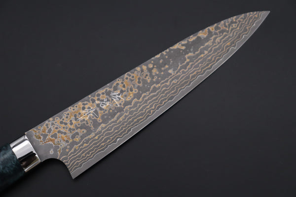 Takeshi Saji Gyuto Takeshi Saji SUMMIT ― Limited Edition Custom Series SMT-1157 VG-10W Multi-Colored Golden-Rainbow Damascus Gyuto 180mm (7 Inch)