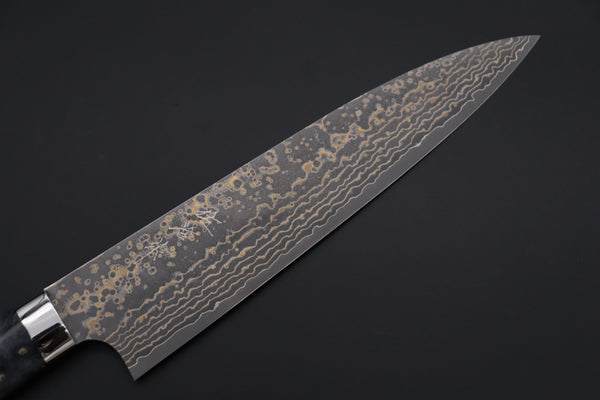 Takeshi Saji Gyuto Takeshi Saji SUMMIT ― Limited Edition Custom Series SMT-1158 VG-10W Multi-Colored Golden-Rainbow Damascus Gyuto 210mm (8.2 Inch)