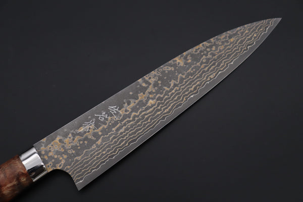 Takeshi Saji Gyuto Takeshi Saji SUMMIT ― Limited Edition Custom Series SMT-1159 VG-10W Multi-Colored Golden-Rainbow Damascus Gyuto 210mm (8.2 Inch)