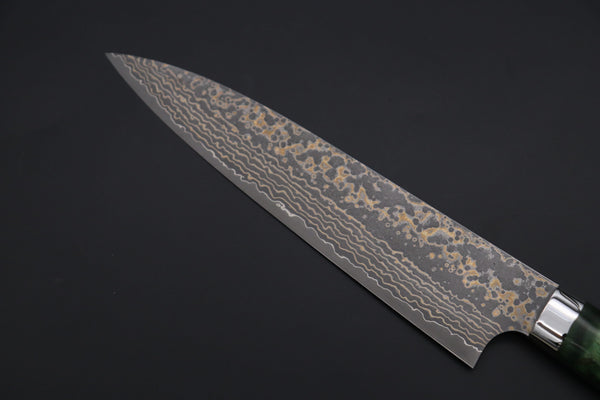 Takeshi Saji Gyuto Takeshi Saji SUMMIT ― Limited Edition Custom Series SMT-1160 VG-10W Multi-Colored Golden-Rainbow Damascus Gyuto 210mm (8.2 Inch)