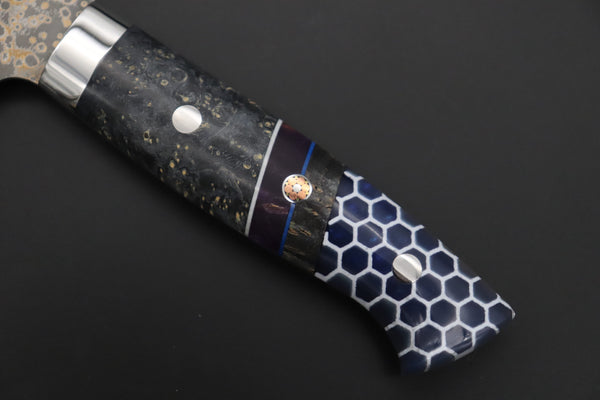 Takeshi Saji Gyuto Takeshi Saji SUMMIT ― Limited Edition Custom Series SMT-1161 VG-10W Multi-Colored Golden-Rainbow Damascus Gyuto 240mm (9.4 Inch)