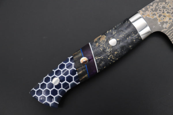 Takeshi Saji Gyuto Takeshi Saji SUMMIT ― Limited Edition Custom Series SMT-1161 VG-10W Multi-Colored Golden-Rainbow Damascus Gyuto 240mm (9.4 Inch)