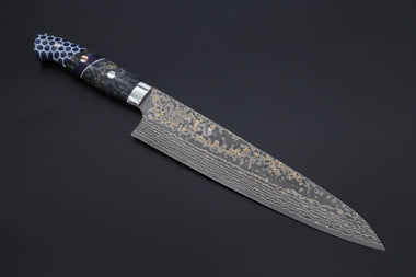 Takeshi Saji Gyuto Takeshi Saji SUMMIT ― Limited Edition Custom Series SMT-1161 VG-10W Multi-Colored Golden-Rainbow Damascus Gyuto 240mm (9.4 Inch)